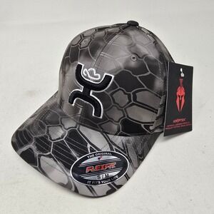 HOOEY Kryptek Chris Kyle Grey Camo Flexfit S/M Baseball Cap Hat‎ American Flag